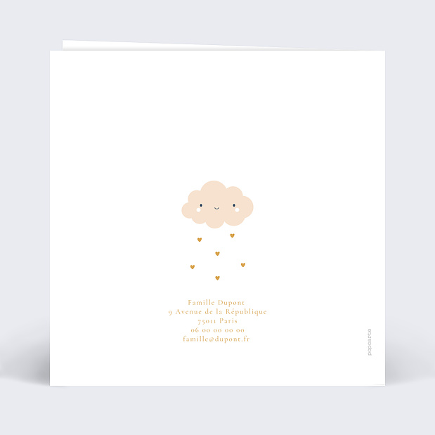 Faire-part Naissance Petit Nuage Verso
