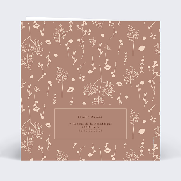 Faire-part Naissance Printemps personnalisable Verso