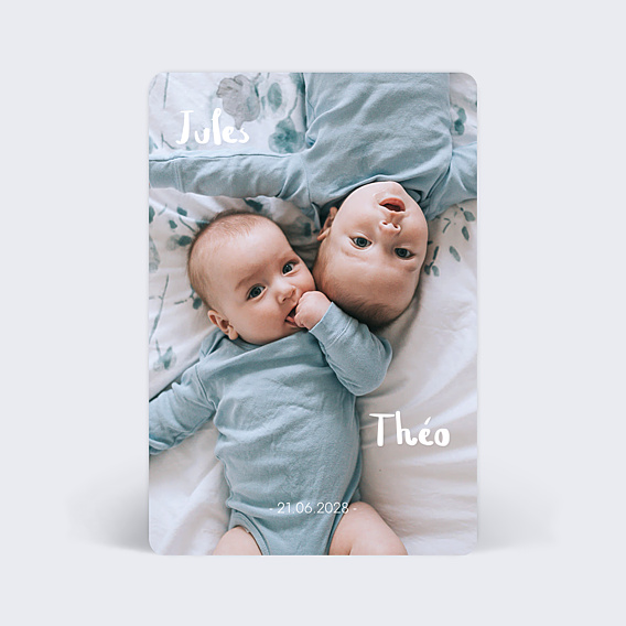 Faire-part Naissance Jumeaux modernes
