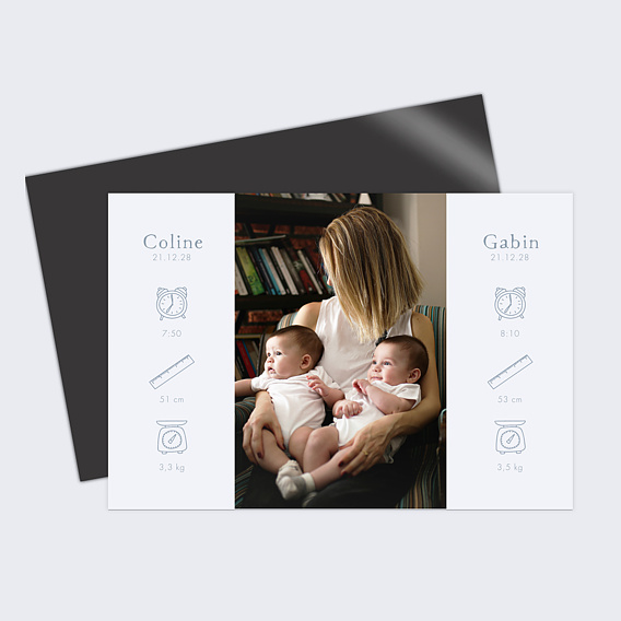 Faire part naissance Pictogrammes Jumeaux