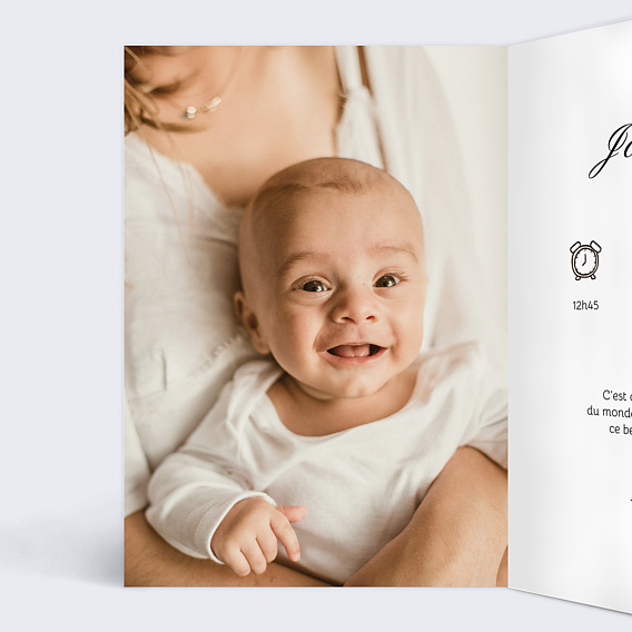 Faire part naissance Empreinte bébé Intérieur Gauche