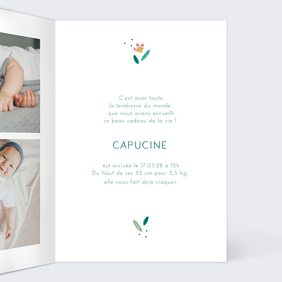 Faire part naissance Folk Intérieur Droit