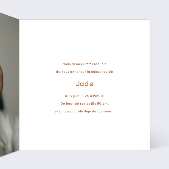 Faire part naissance Carré terracotta Intérieur Droit