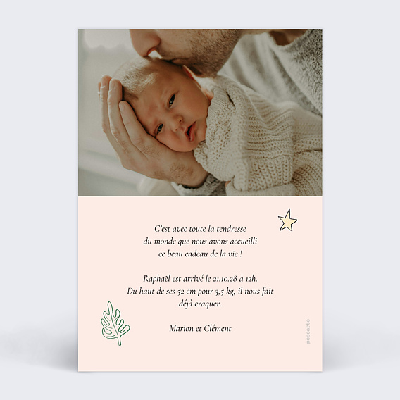 Faire part naissance Dessin de Lion Verso