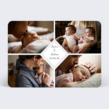 Faire-part Naissance Charme Classique Jumeaux