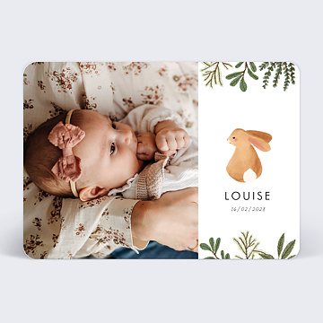 Faire part Naissance Lapin de la fort