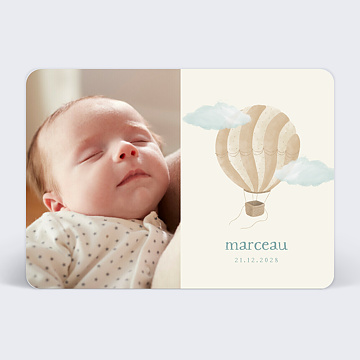 Faire-part Naissance Montgolfire Vintage