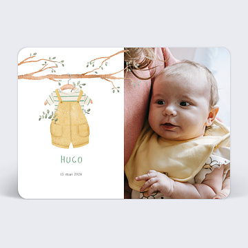 Faire part Naissance Petite Salopette Garon