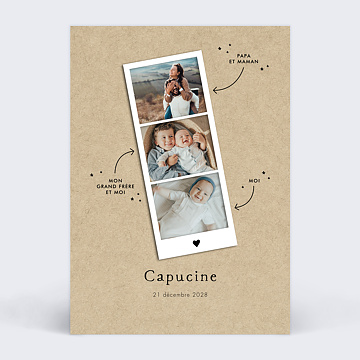 Faire part Naissance Photomaton Famille