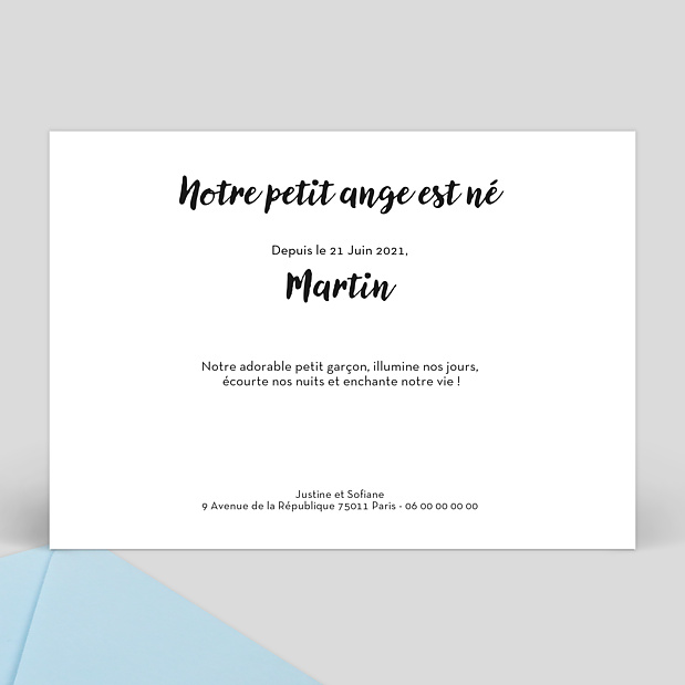 Faire-Part de Naissance Bienvenue Verso