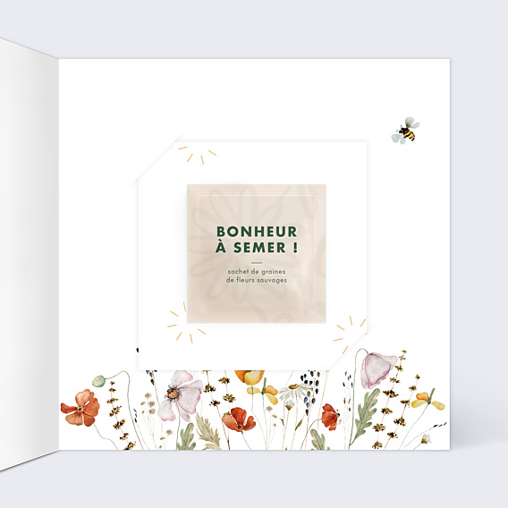 Faire-part Naissance Fleurs de champs avec graines