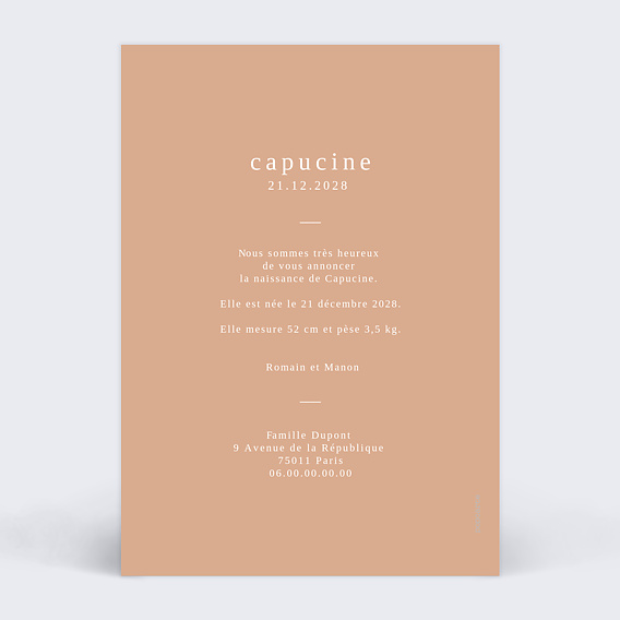 Faire part naissance Berlingot Verso