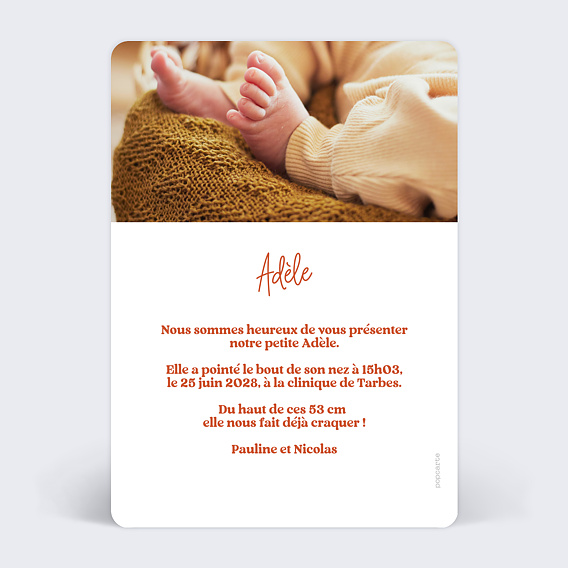 Faire part naissance Wavy imparfait Verso