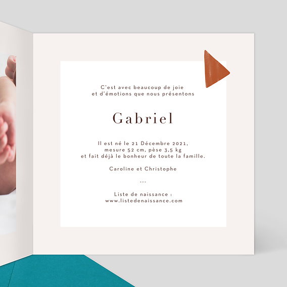 Faire part naissance Abstrait Intérieur Droit