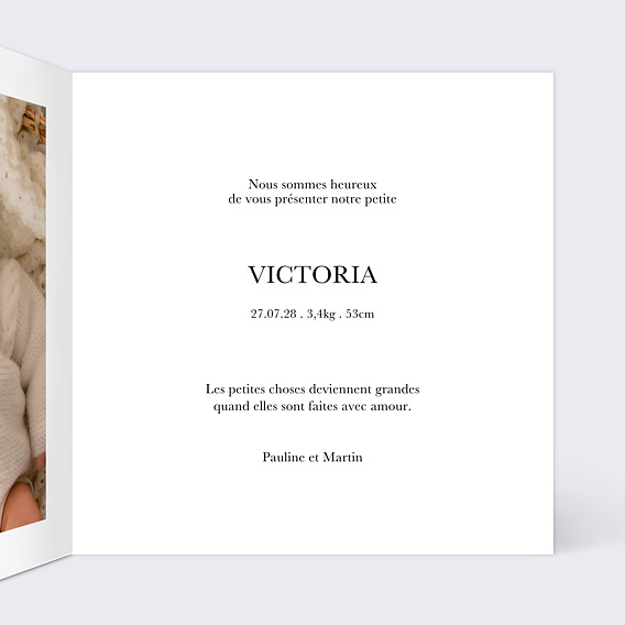 Faire part naissance Bouquet champêtre Intérieur Droit