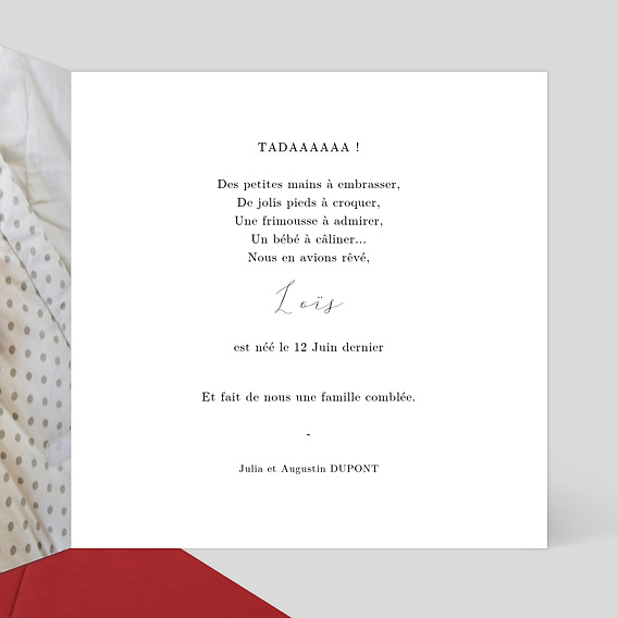 Faire part naissance Dorure Eucalyptus Intérieur Droit