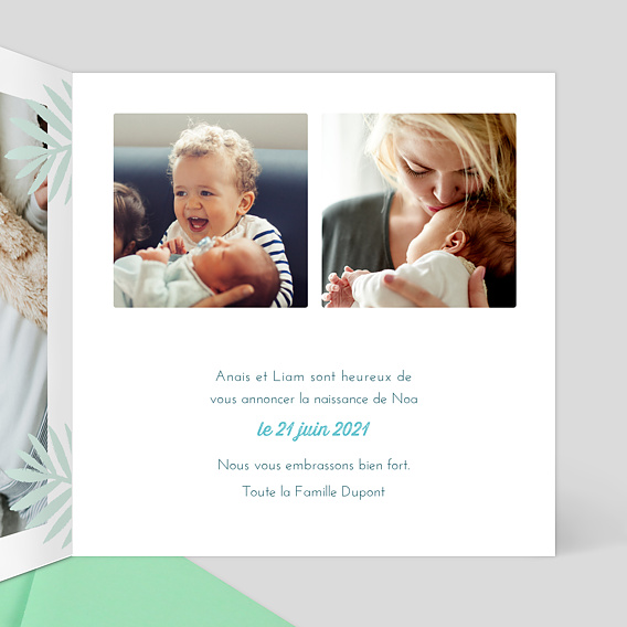 Faire part naissance Famille Animaux Intérieur Droit