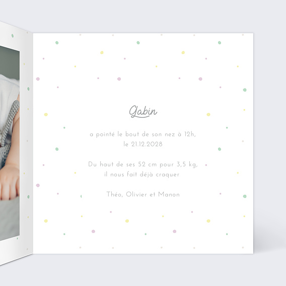 Faire part naissance Famille Intérieur Droit