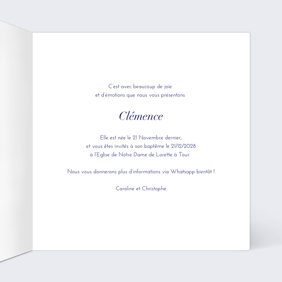 Faire part naissance Heureux Évènements  Intérieur Droit