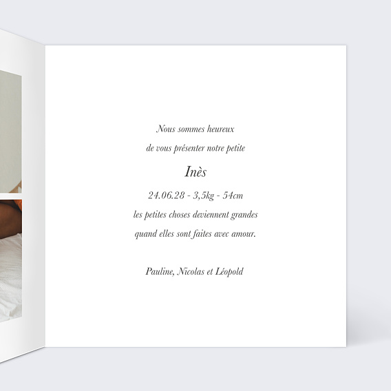 Faire part naissance Jardin Sauvage Intérieur Droit