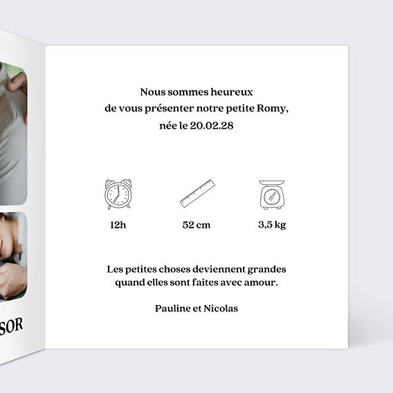 Faire part naissance Joli Léopard Intérieur Droit