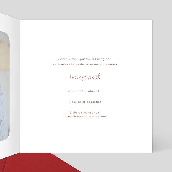 Faire part naissance Ligne d'Amour Intérieur Droit