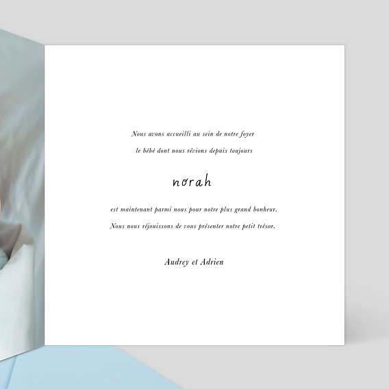 Faire part naissance Linge de Famille Intérieur Droit