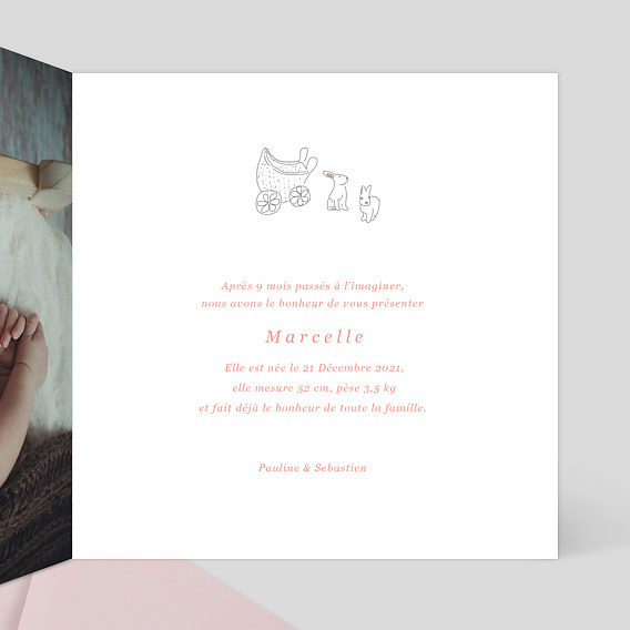 Faire part naissance Linge Douceur Intérieur Droit