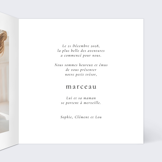 Faire part naissance Tête de lion Intérieur Droit