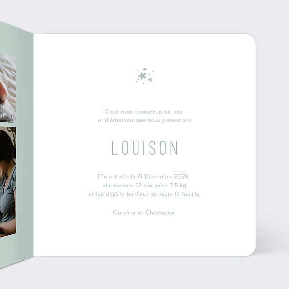 Faire part naissance Louison Intérieur Droit