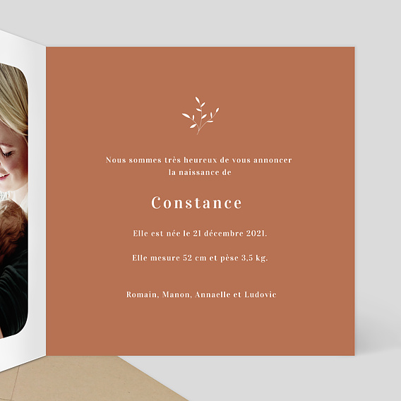 Faire part naissance Pêle-Mêle Camargue Intérieur Droit