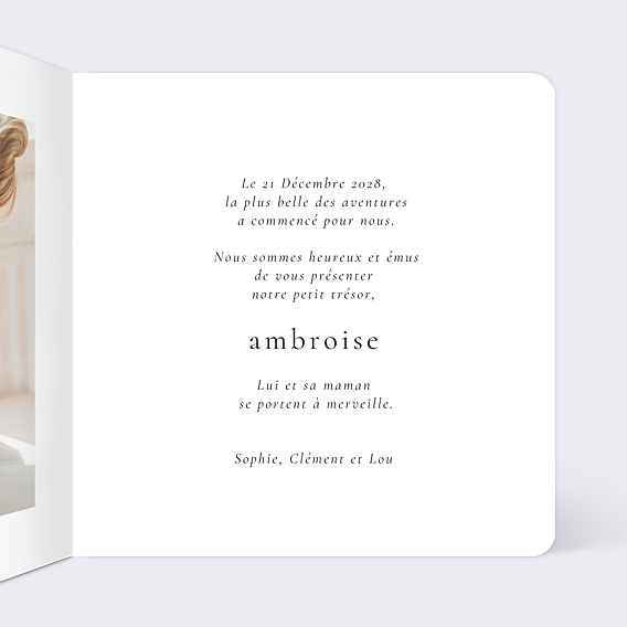 Faire part naissance Petit Aventurier Intérieur Droit