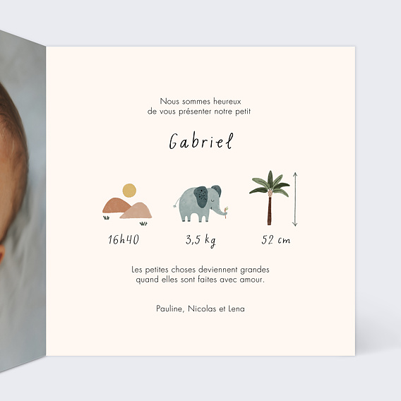 Faire part naissance Petit Lion Intérieur Droit