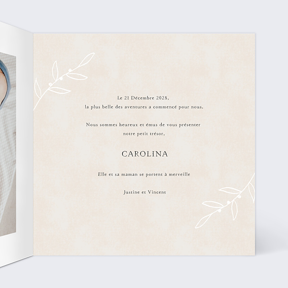 Faire part naissance Petits Vêtements Fille Intérieur Droit