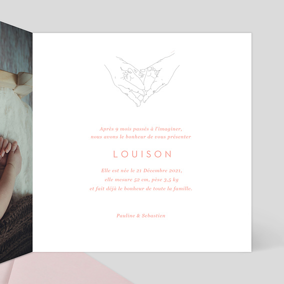 Faire part naissance Pieds d'amour Intérieur Droit