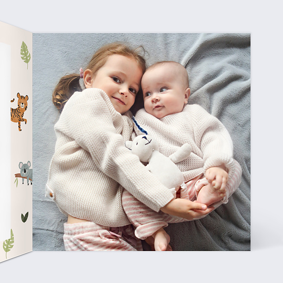 Faire part naissance Polaroïd jungle Intérieur Droit