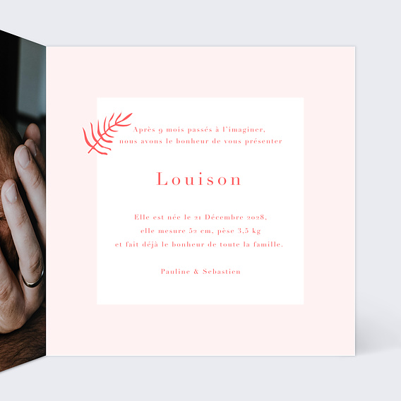 Faire part naissance Rêverie Intérieur Droit