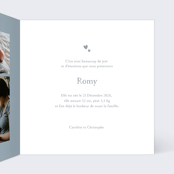 Faire part naissance Romy Intérieur Droit