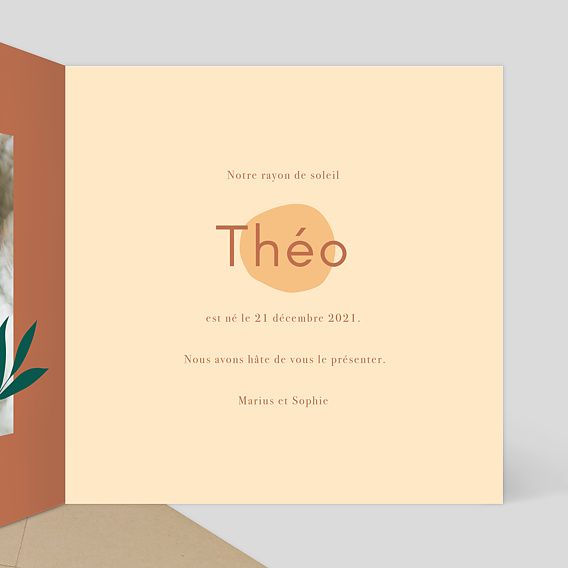 Faire part naissance Safran Intérieur Droit