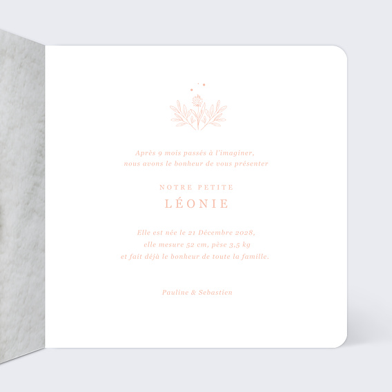 Faire part naissance Sensibilité Intérieur Droit