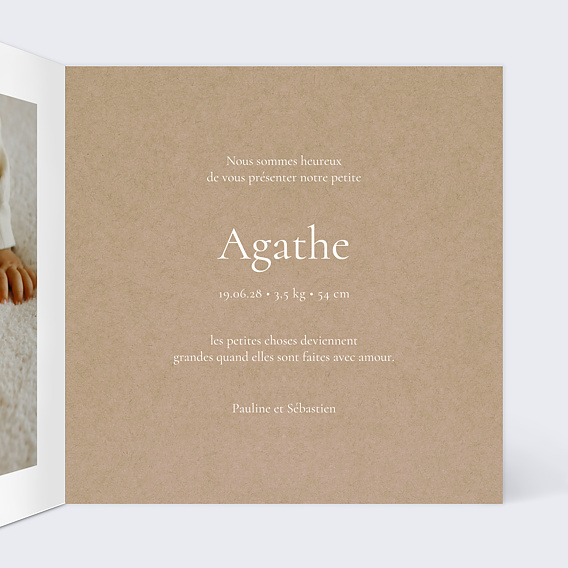 Faire part naissance Tampon Intérieur Droit