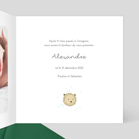 Faire part naissance Tanzanie Intérieur Droit