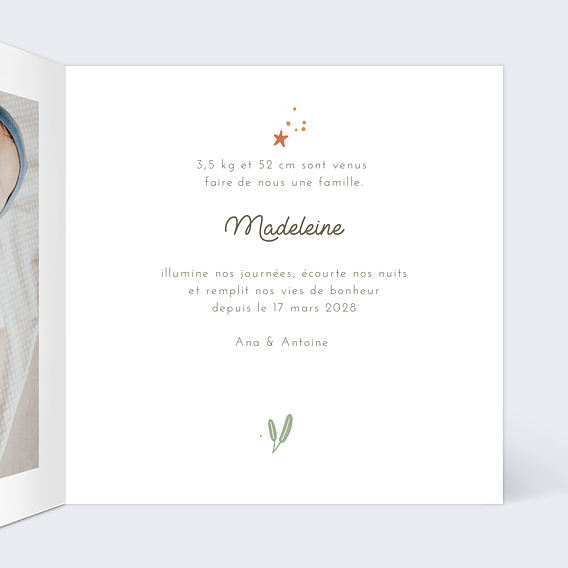 Faire part naissance Univers Bébé Intérieur Droit