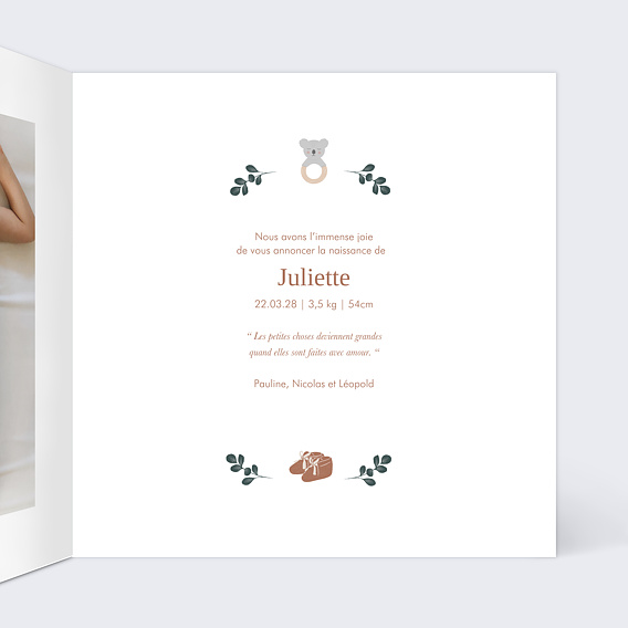 Faire part naissance Univers de Bébé Intérieur Droit