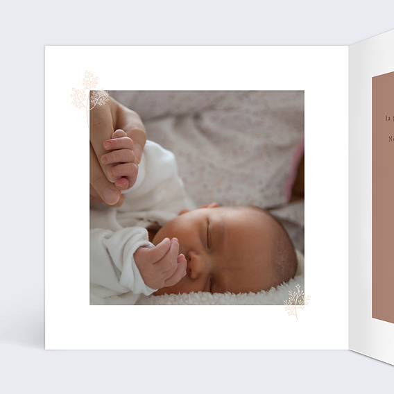 Faire part naissance Motif fleurs et teracotta Intérieur Gauche