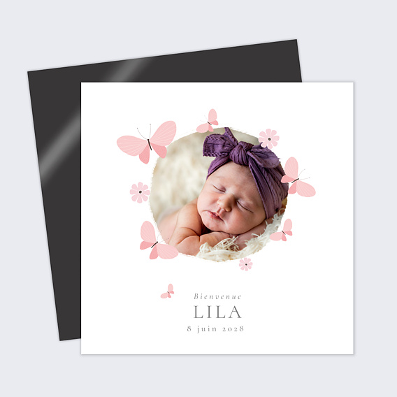 Faire part naissance Papillon féerique