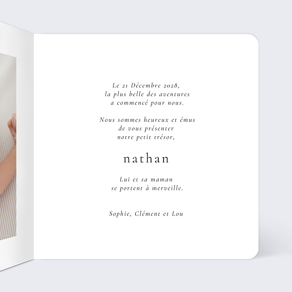 Faire part naissance Marinière Intérieur Droit