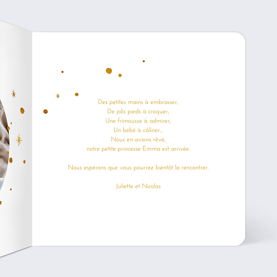Faire part naissance Golden dots Intérieur Droit