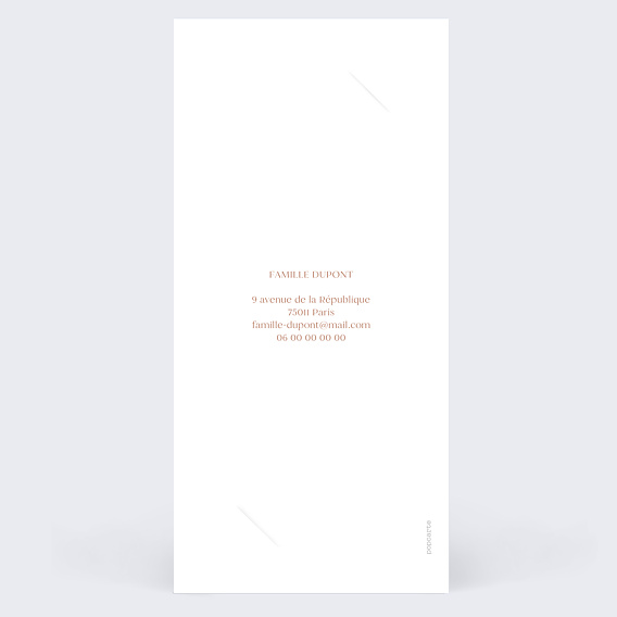 Faire part naissance Lettrine Arc-en-Ciel Verso