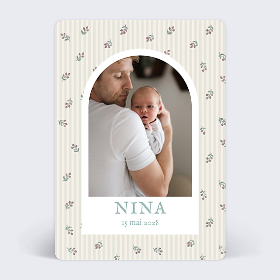 Faire part naissance Florale minimale